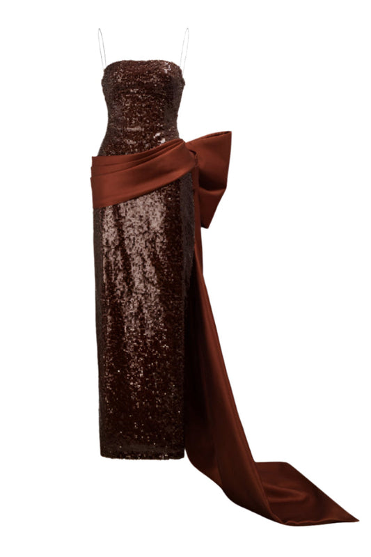 MAEZ SEQUIN DRESS IN BROWN