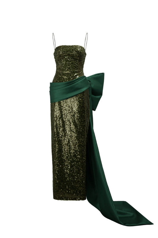 MAEZ SEQUIN DRESS IN MOSS