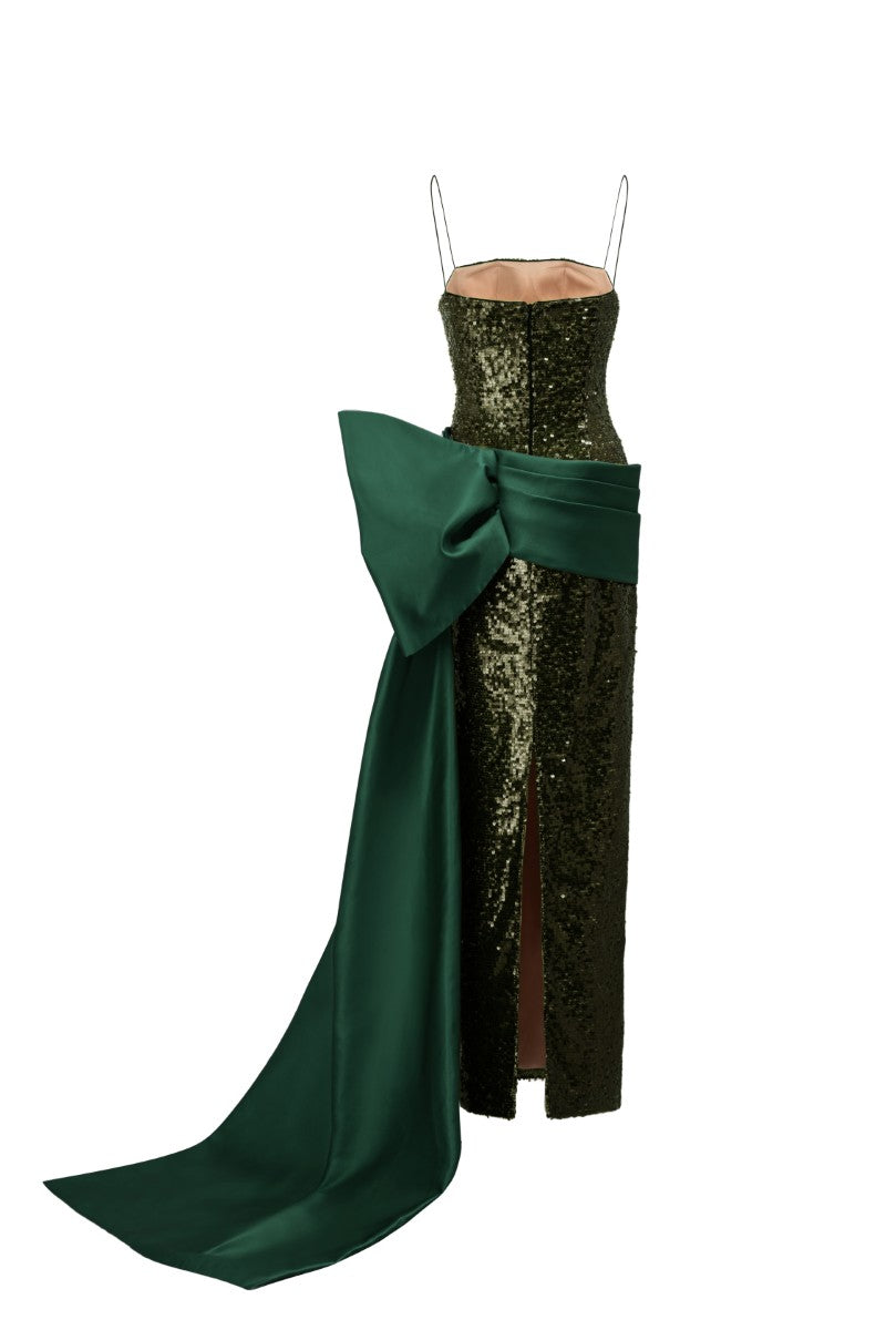 MAEZ SEQUIN DRESS IN MOSS