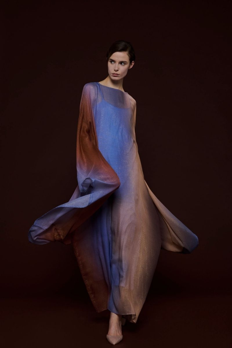 METALLIC KIMONO SLEEVE KAFTAN IN MULTICOLOR