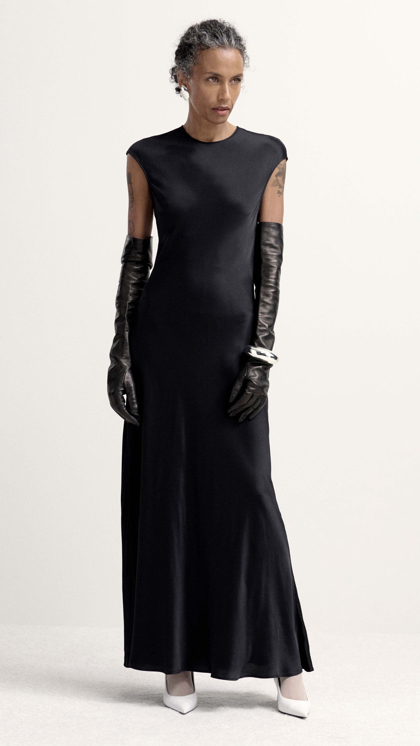 Bias Dress in Viscose Satin | Black