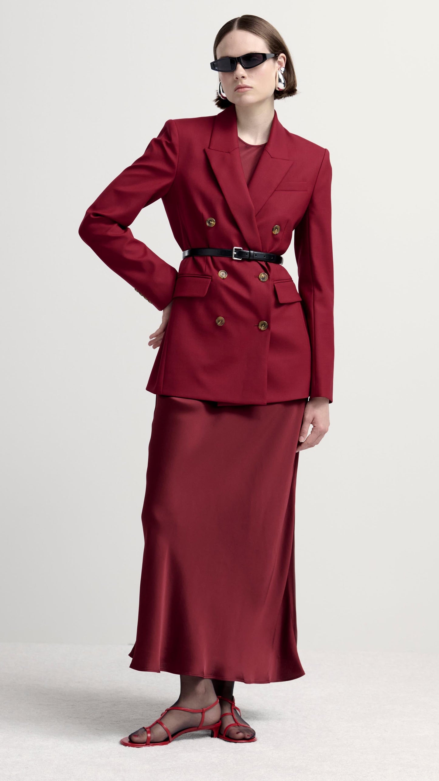 Bias Dress in Viscose Satin | Burgundy