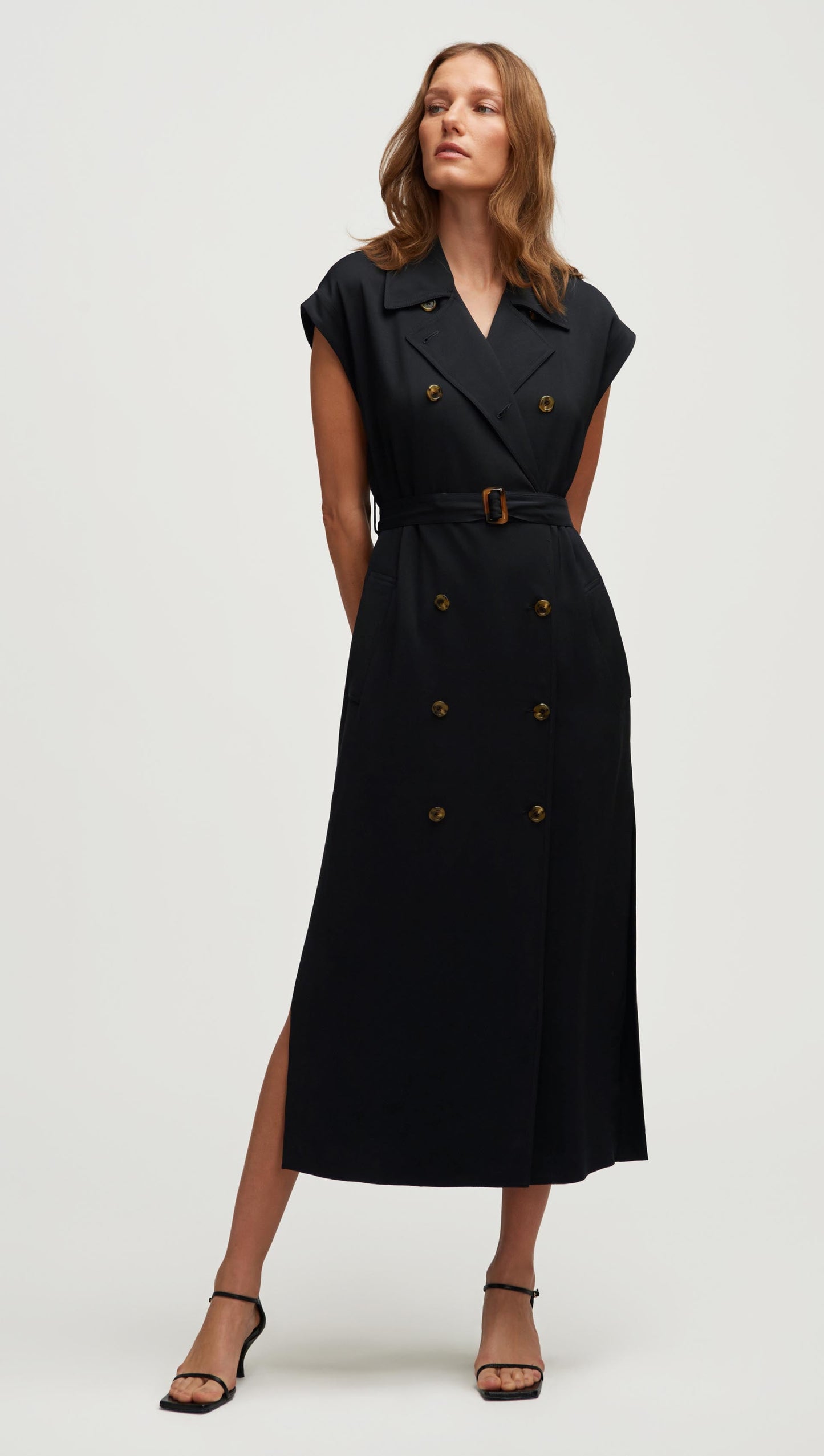 Trench Dress in Stretch Crepe | Black