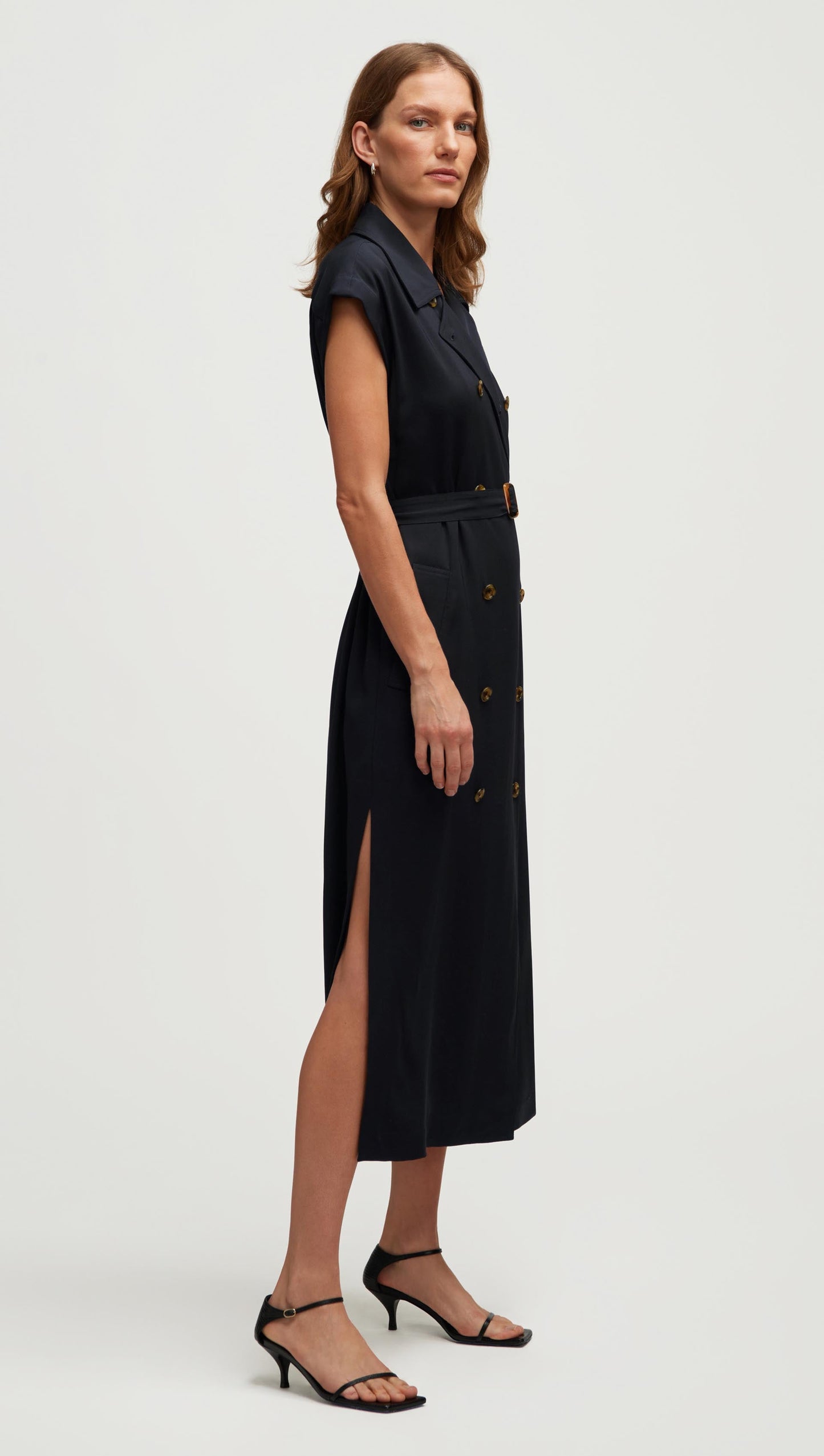 Trench Dress in Stretch Crepe | Black