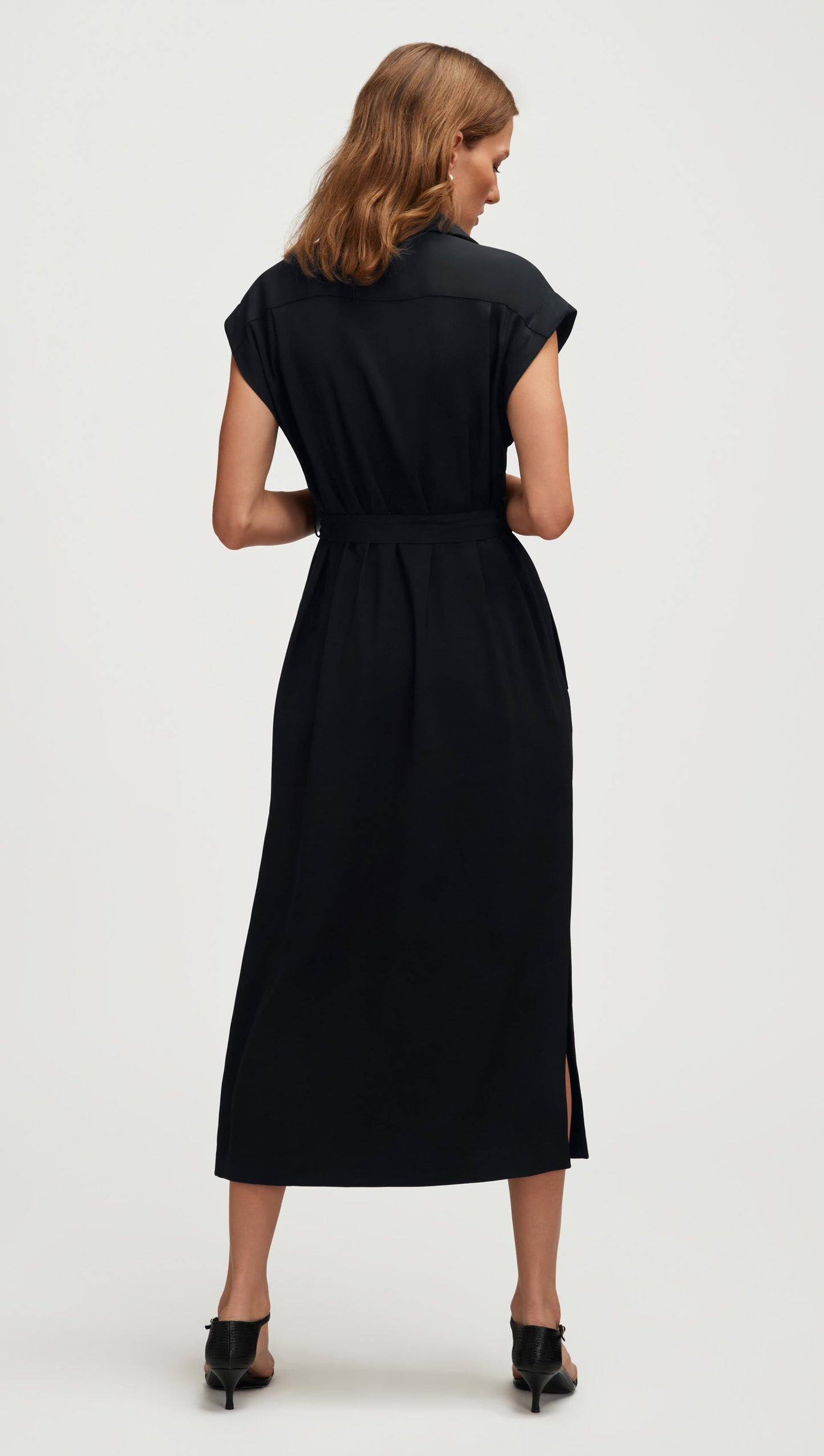 Trench Dress in Stretch Crepe | Black