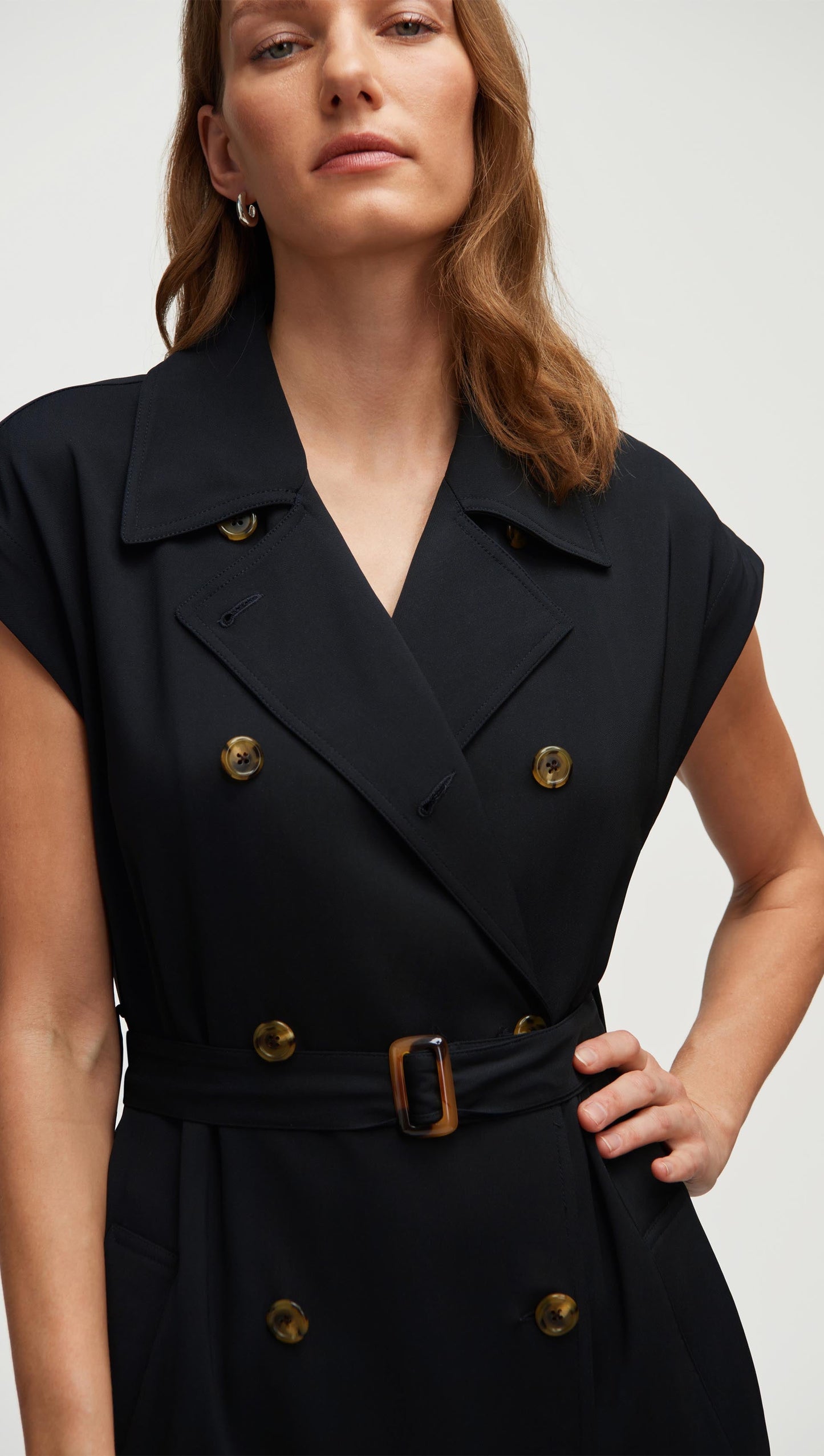 Trench Dress in Stretch Crepe | Black