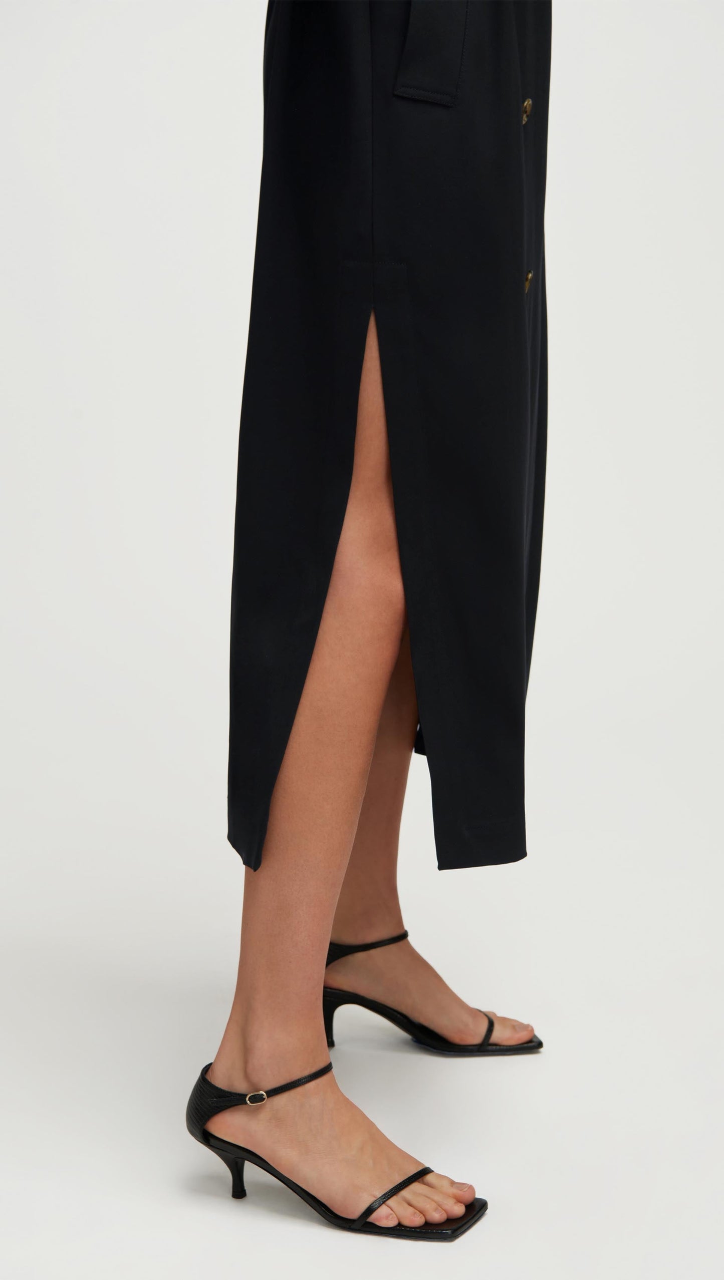Trench Dress in Stretch Crepe | Black