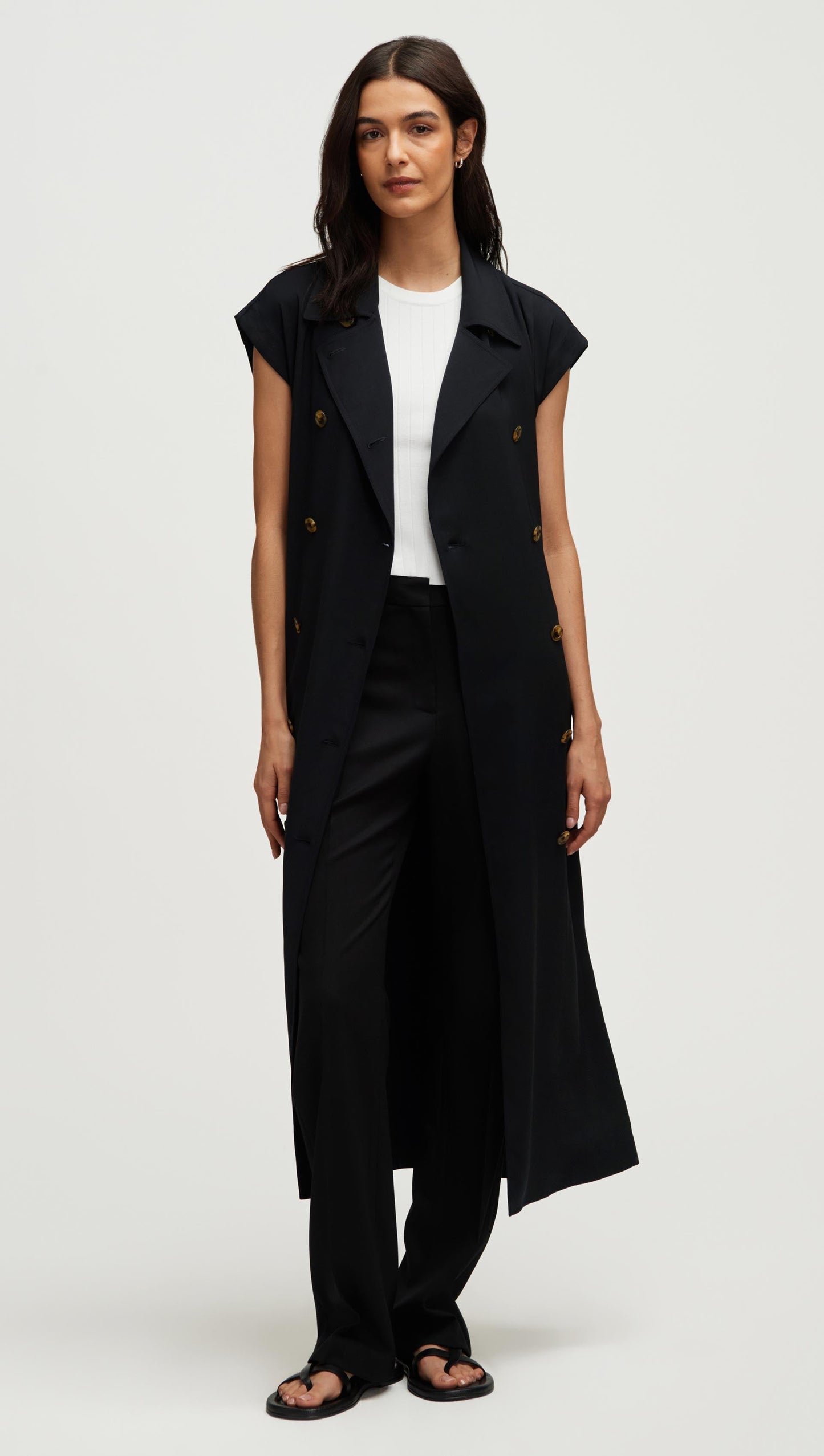 Trench Dress in Stretch Crepe | Black