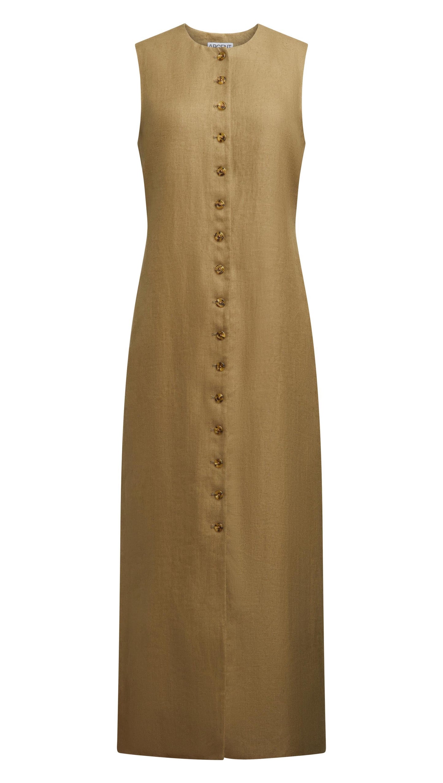 Button Dress in Basket Weave Linen | Fern