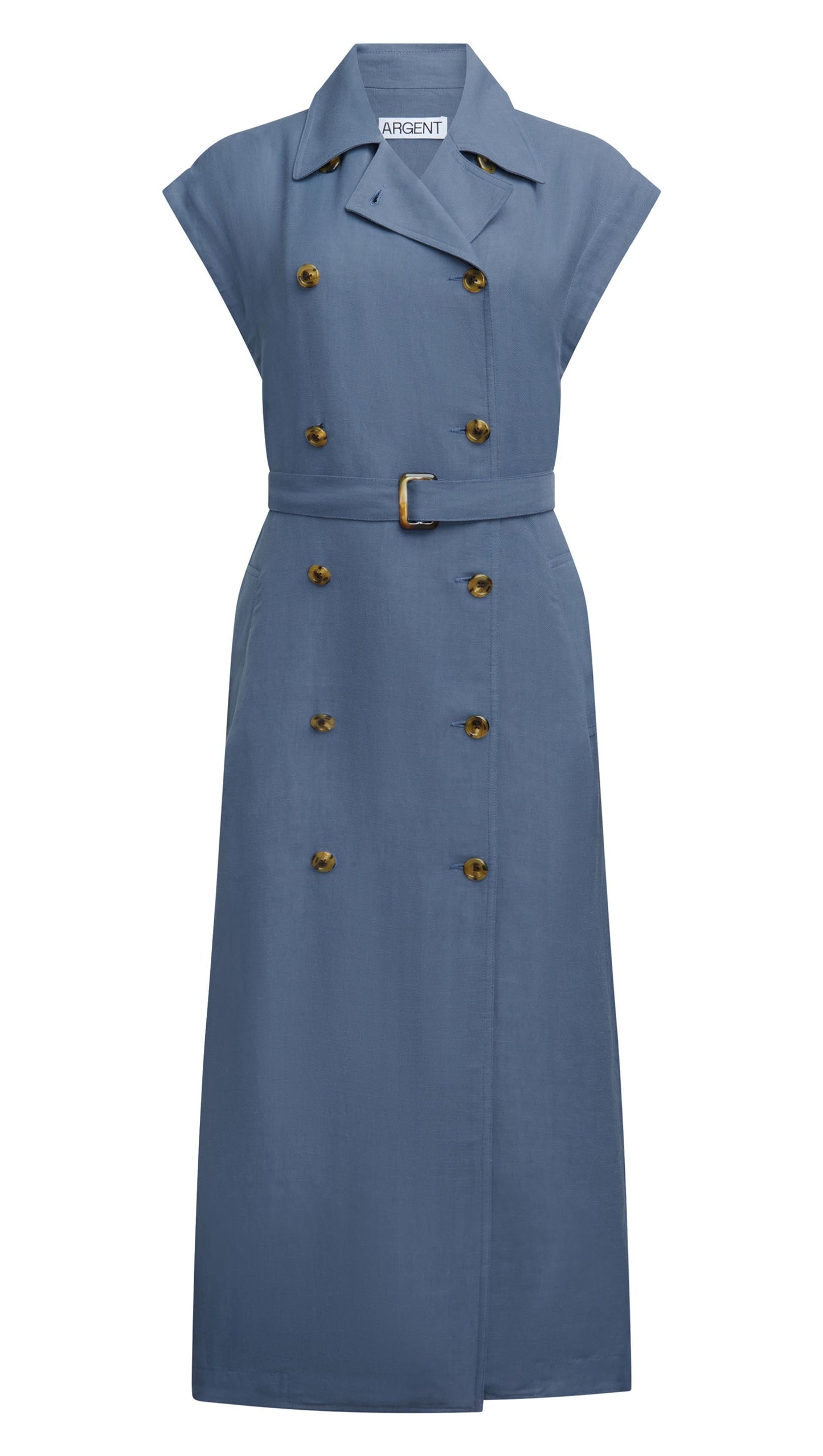 Trench Dress in Viscose Linen Twill | Powder Blue