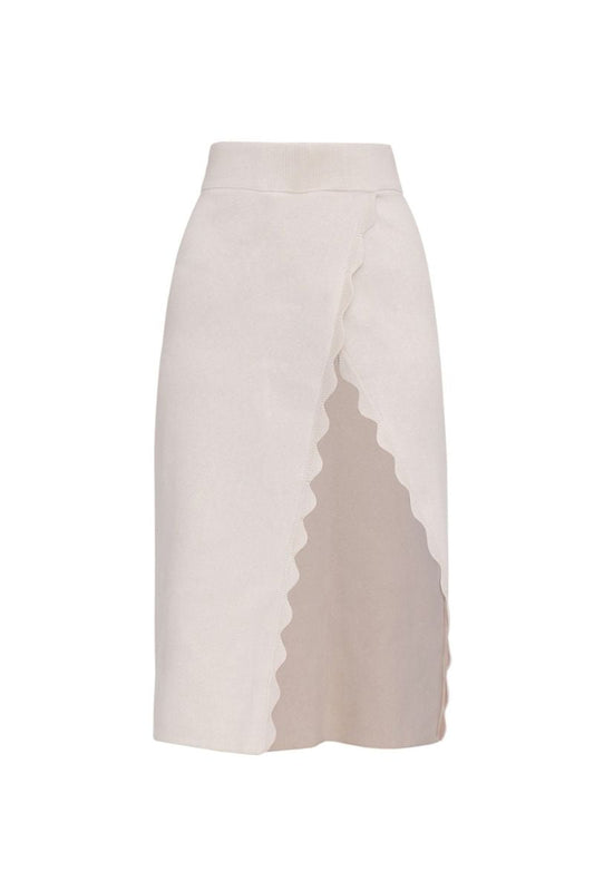 ODA KNIT MIDI SKIRT IN WHITE