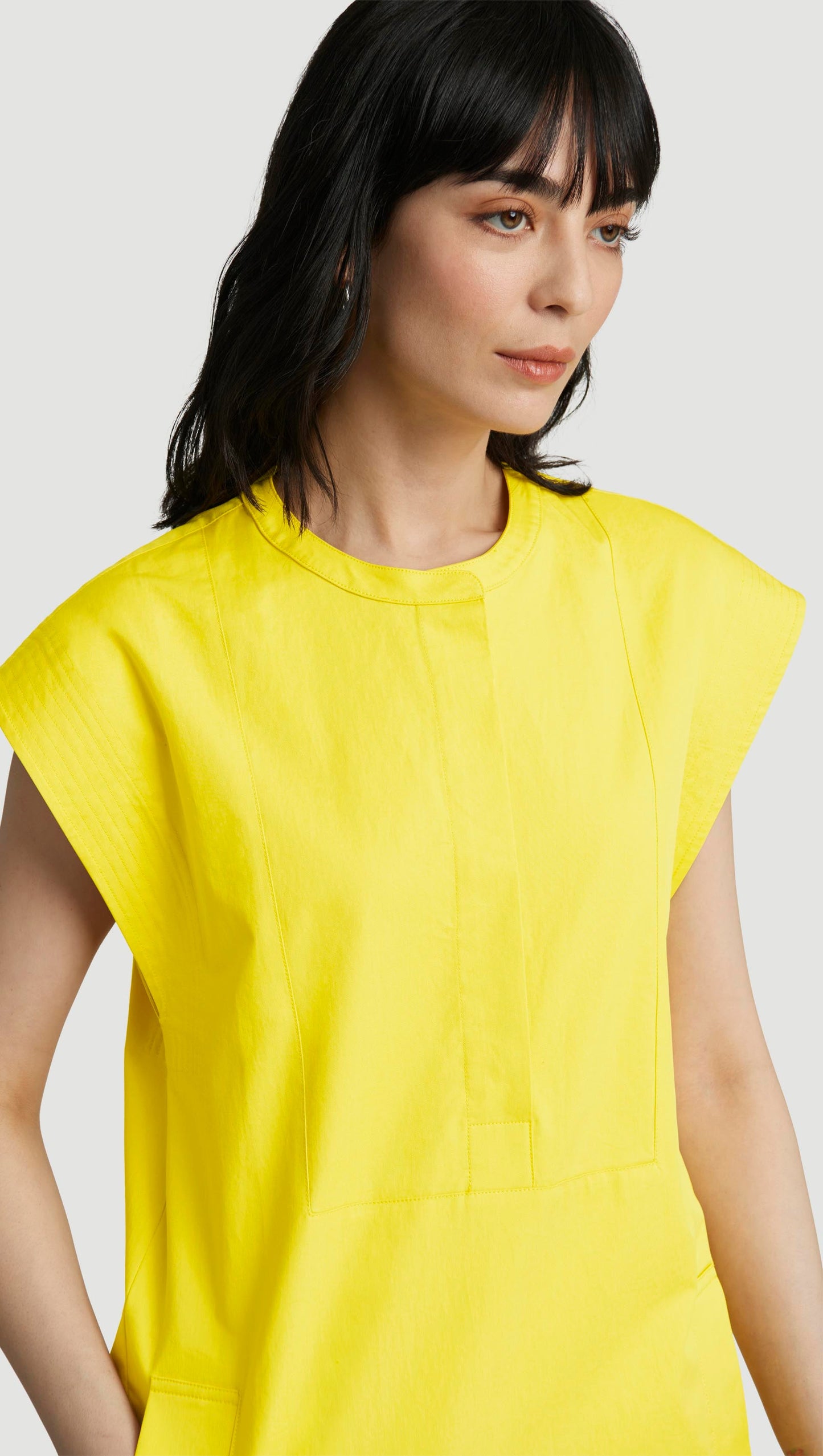 Mini Bib Dress in Cotton Twill | Lemon