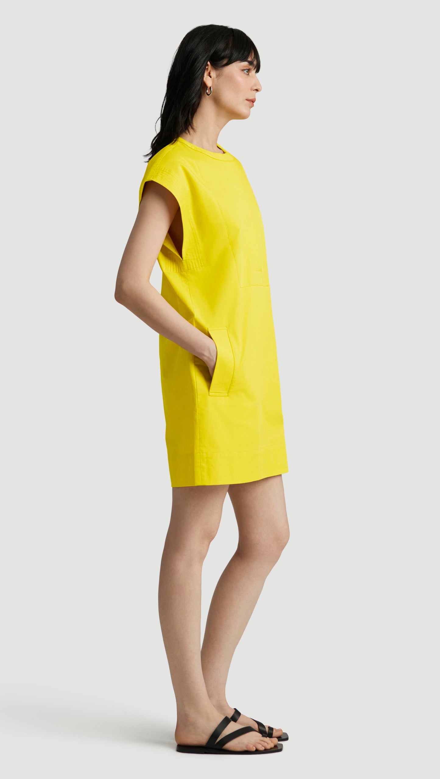 Mini Bib Dress in Cotton Twill | Lemon