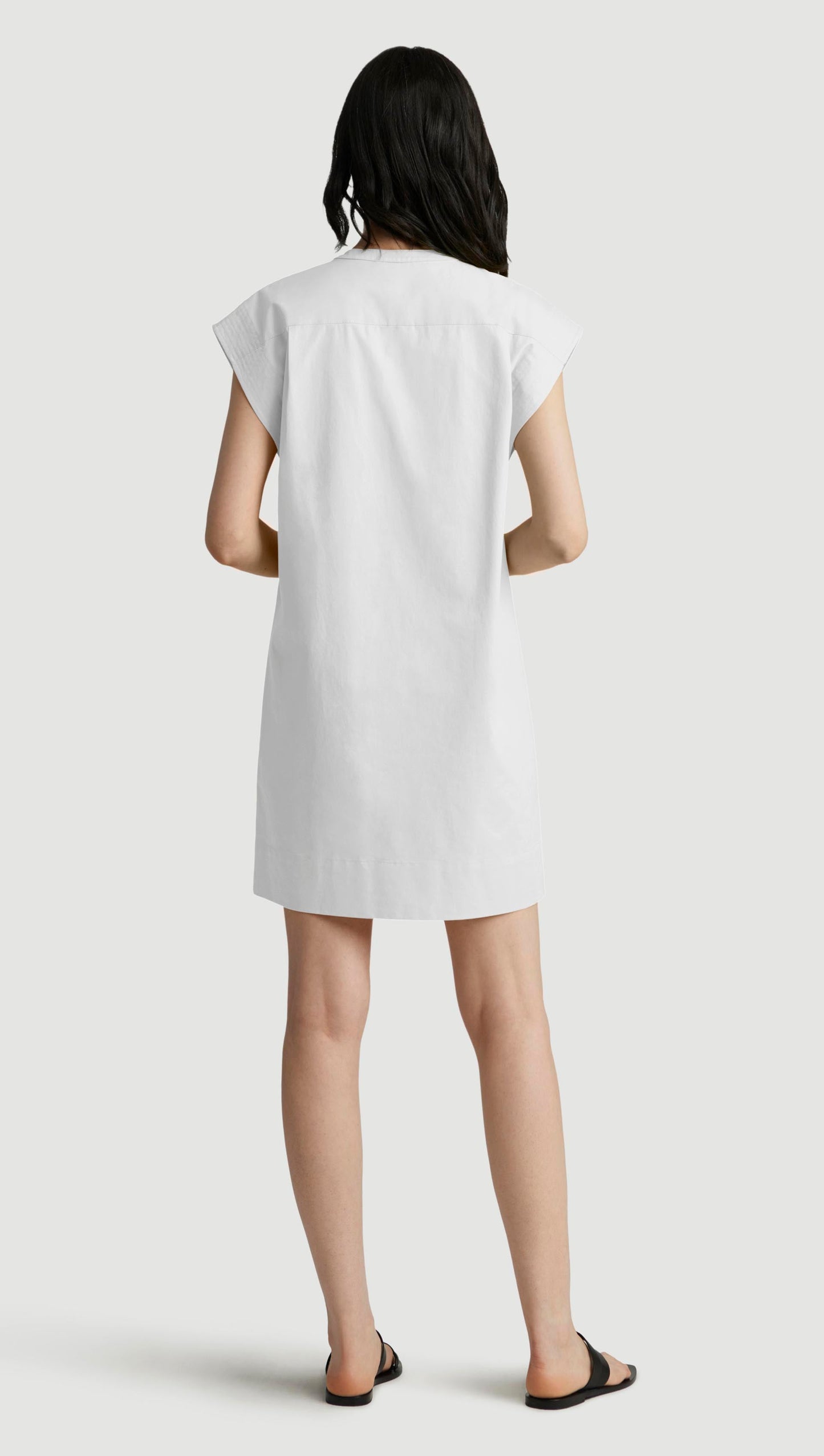 Mini Bib Dress in Cotton Sateen | White