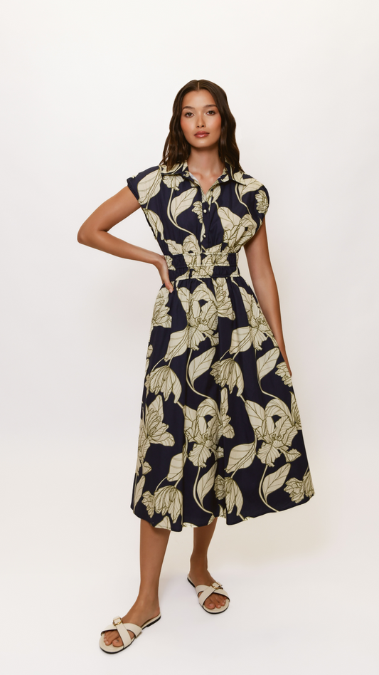Alora Navy Dress