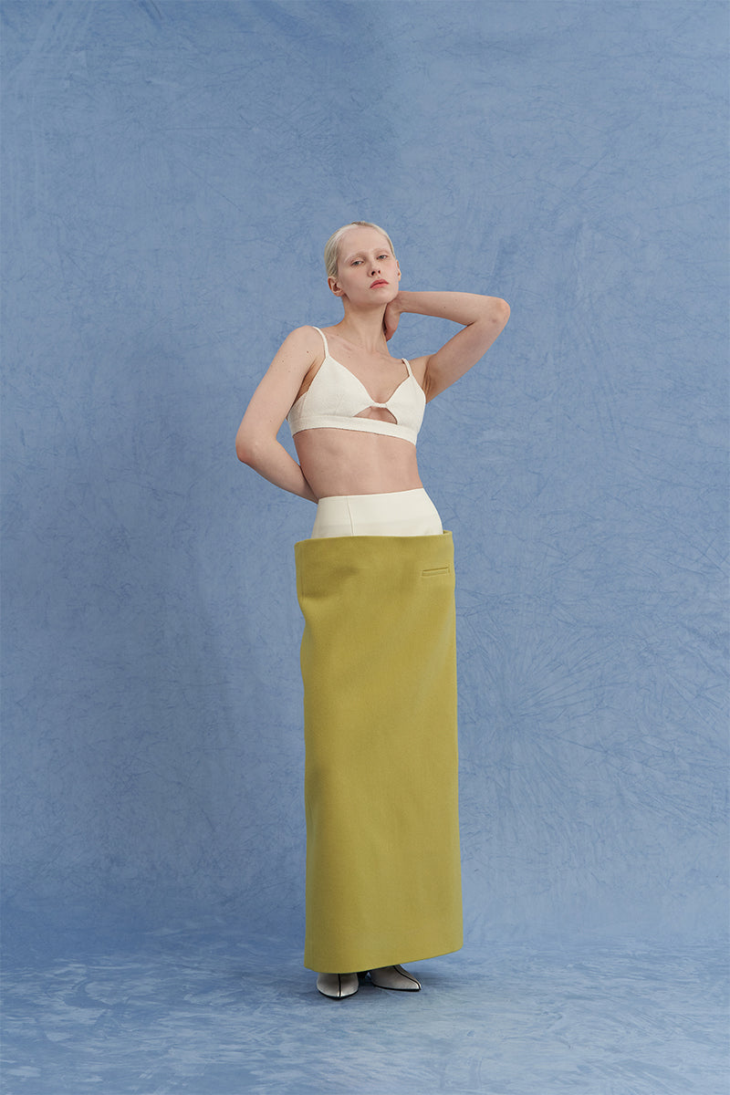 TUXEDO MAXI PENCIL SKIRT IN GREEN
