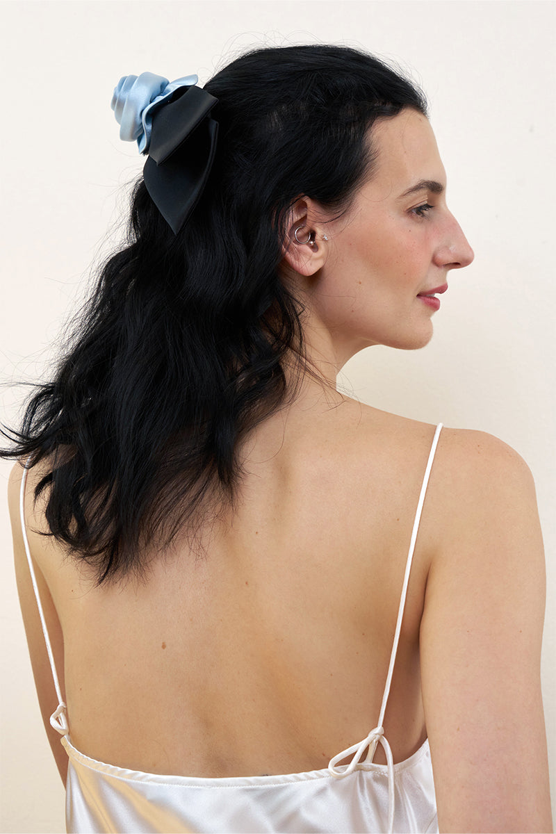 TUSCAN ROSE BOW SILK HAIR CLIPS