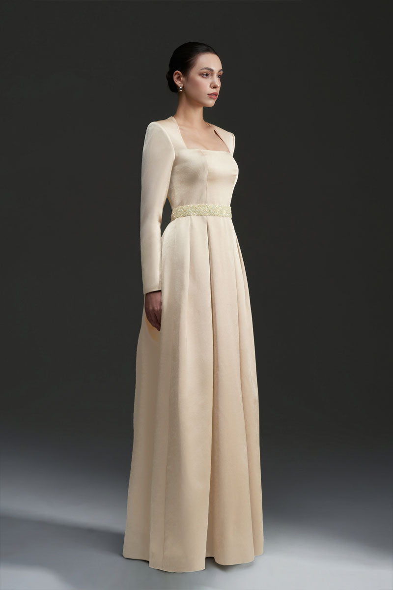 SILK TAFFETA DRESS IN GOLD