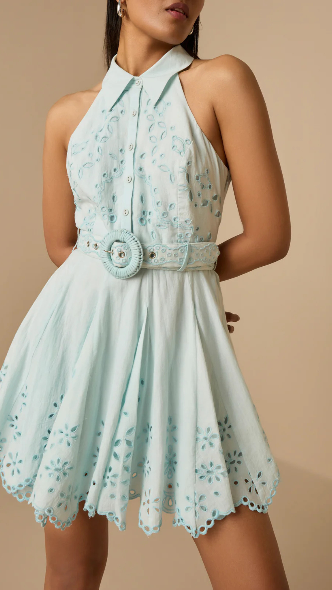 Short Dress with Buckle Belt