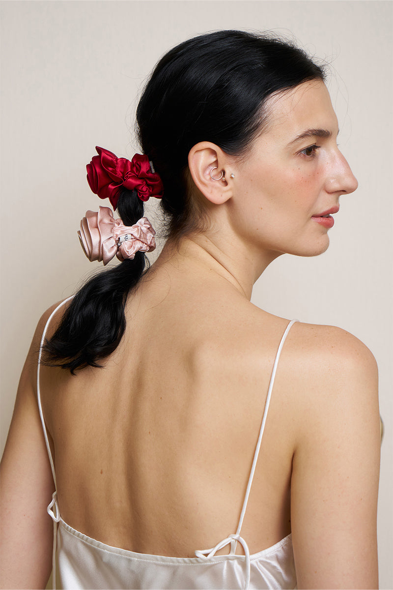 TUSCAN ROSE SILK SCRUNCHIES