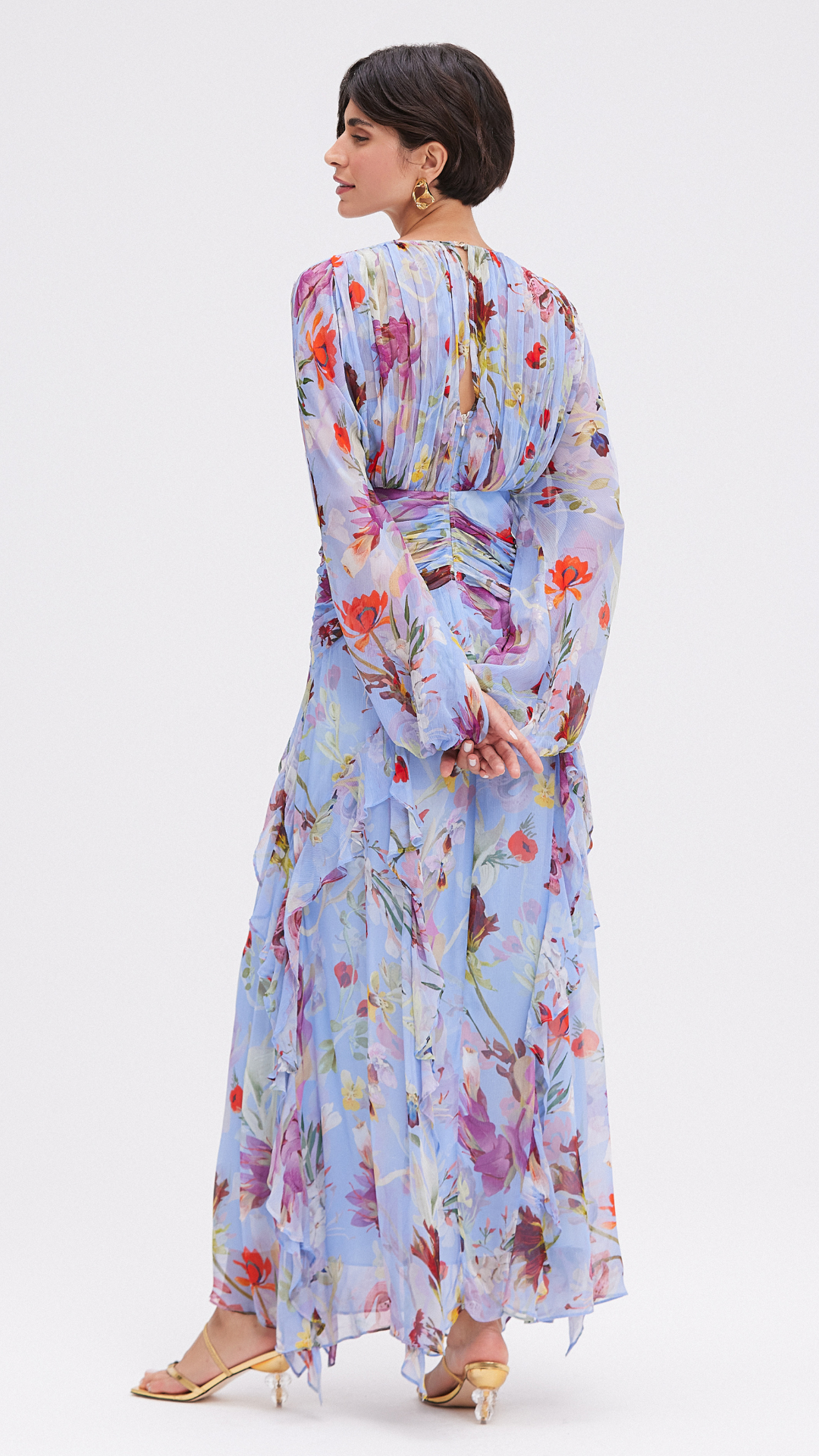 Lily Flower Long Sleeve Long Dress