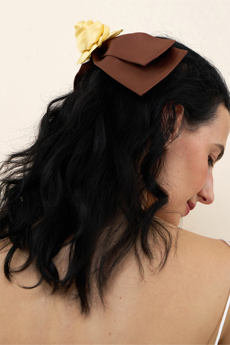 TUSCAN ROSE BOW SILK HAIR CLIPS
