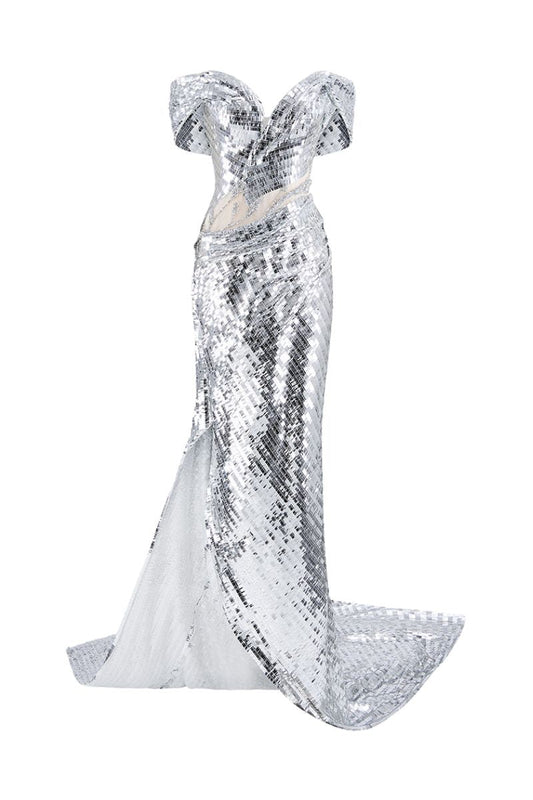 COUTURE DRESS IN SILVER
