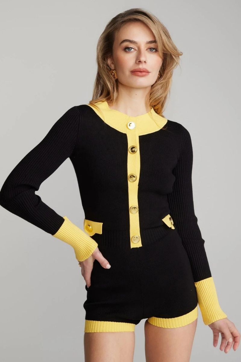 MATILDA BLACK AND YELLOW KNIT JUMPSUIT