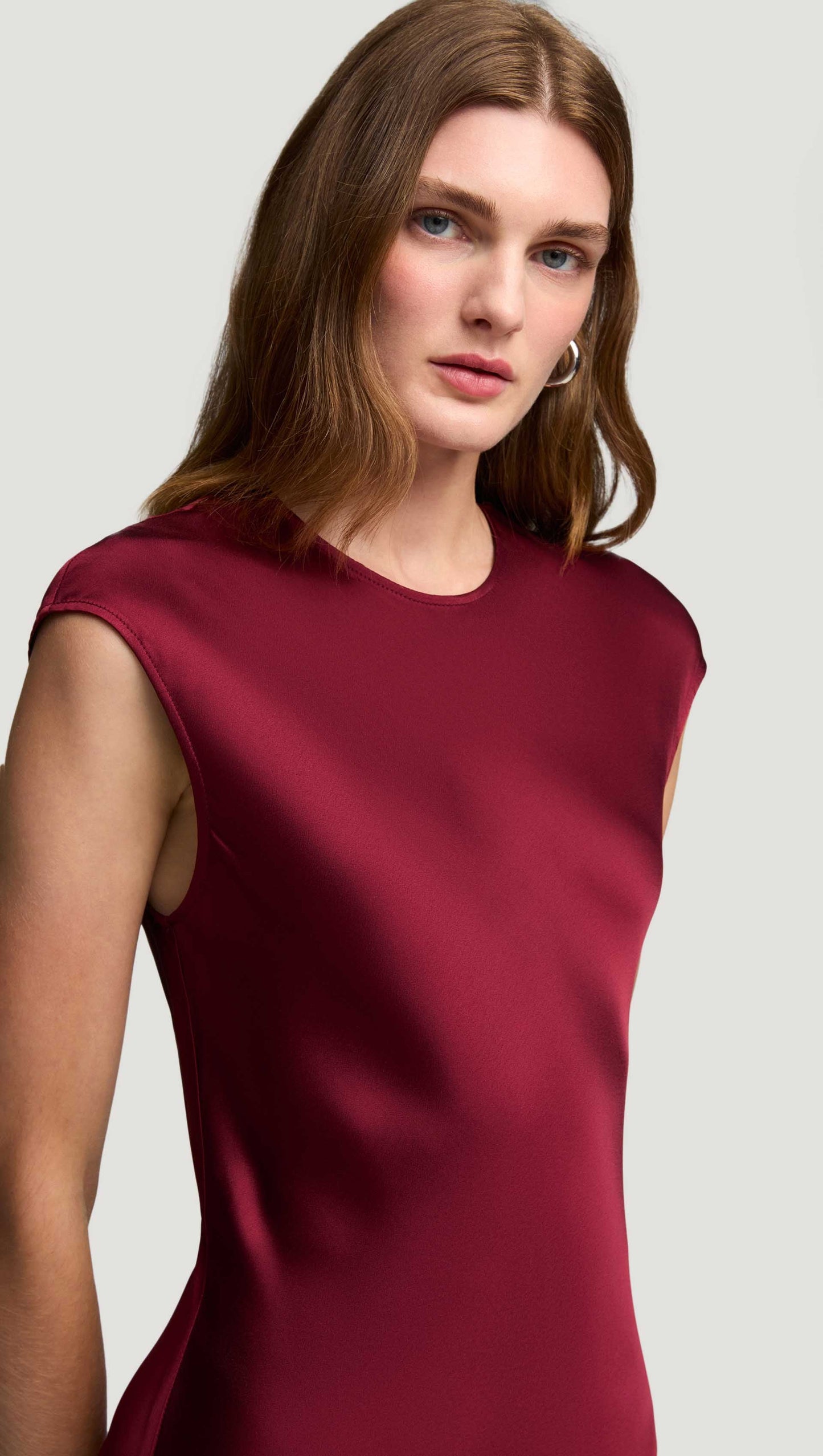 Bias Dress in Viscose Satin | Burgundy