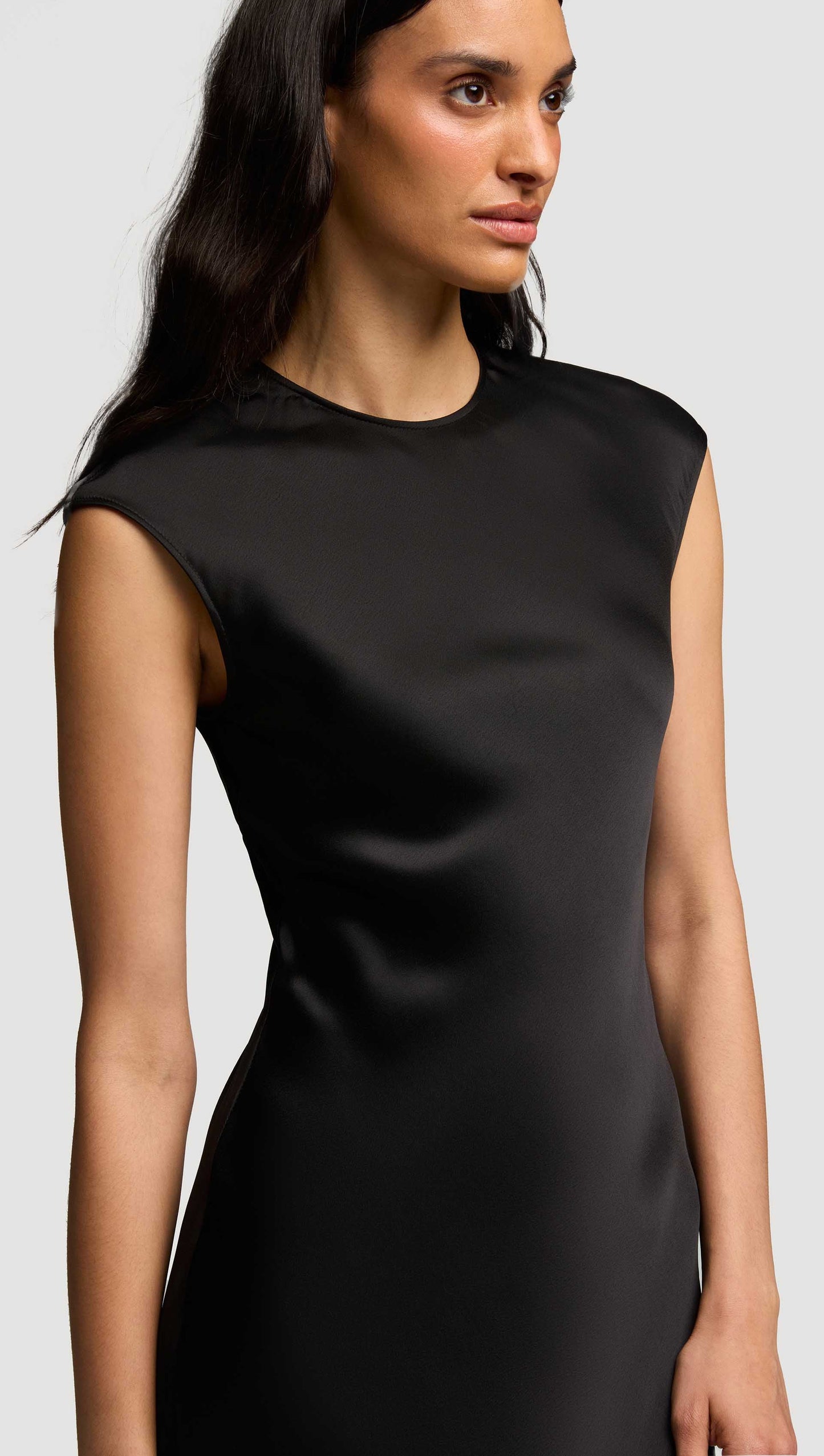 Bias Dress in Viscose Satin | Black