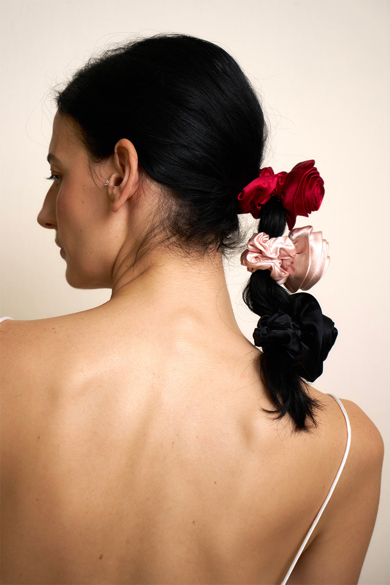 TUSCAN ROSE SILK SCRUNCHIES
