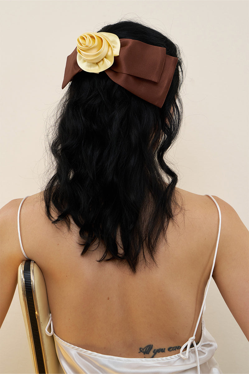 TUSCAN ROSE BOW SILK HAIR CLIPS