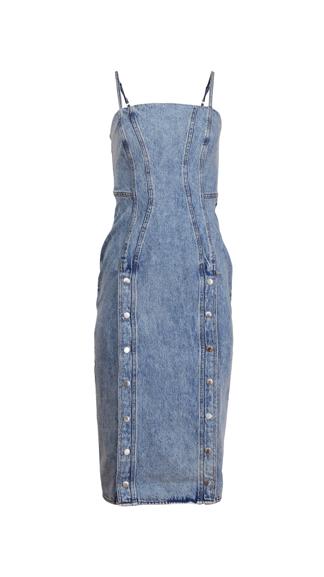 Colored Denim Mini Snap Dress