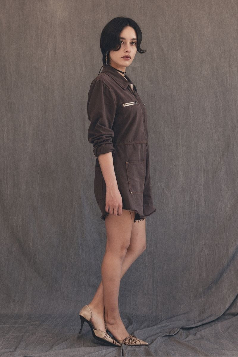 MADI BROWN DENIM ROMPER