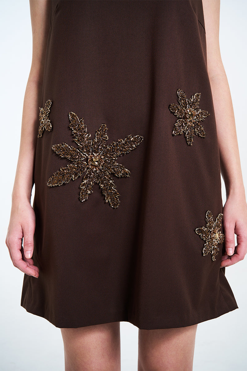 NAIRA MINI DRESS IN BROWN