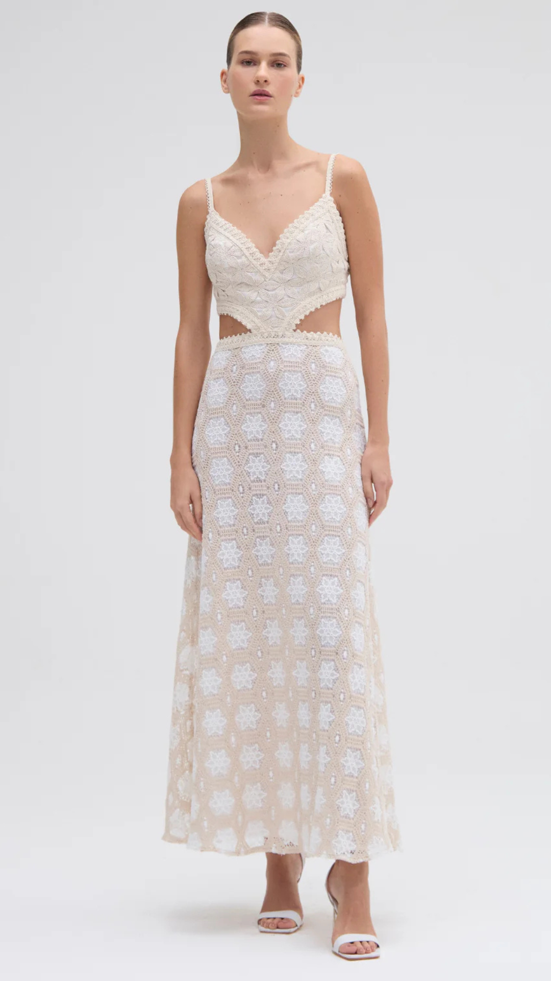 Natural Crochet Midi Dress