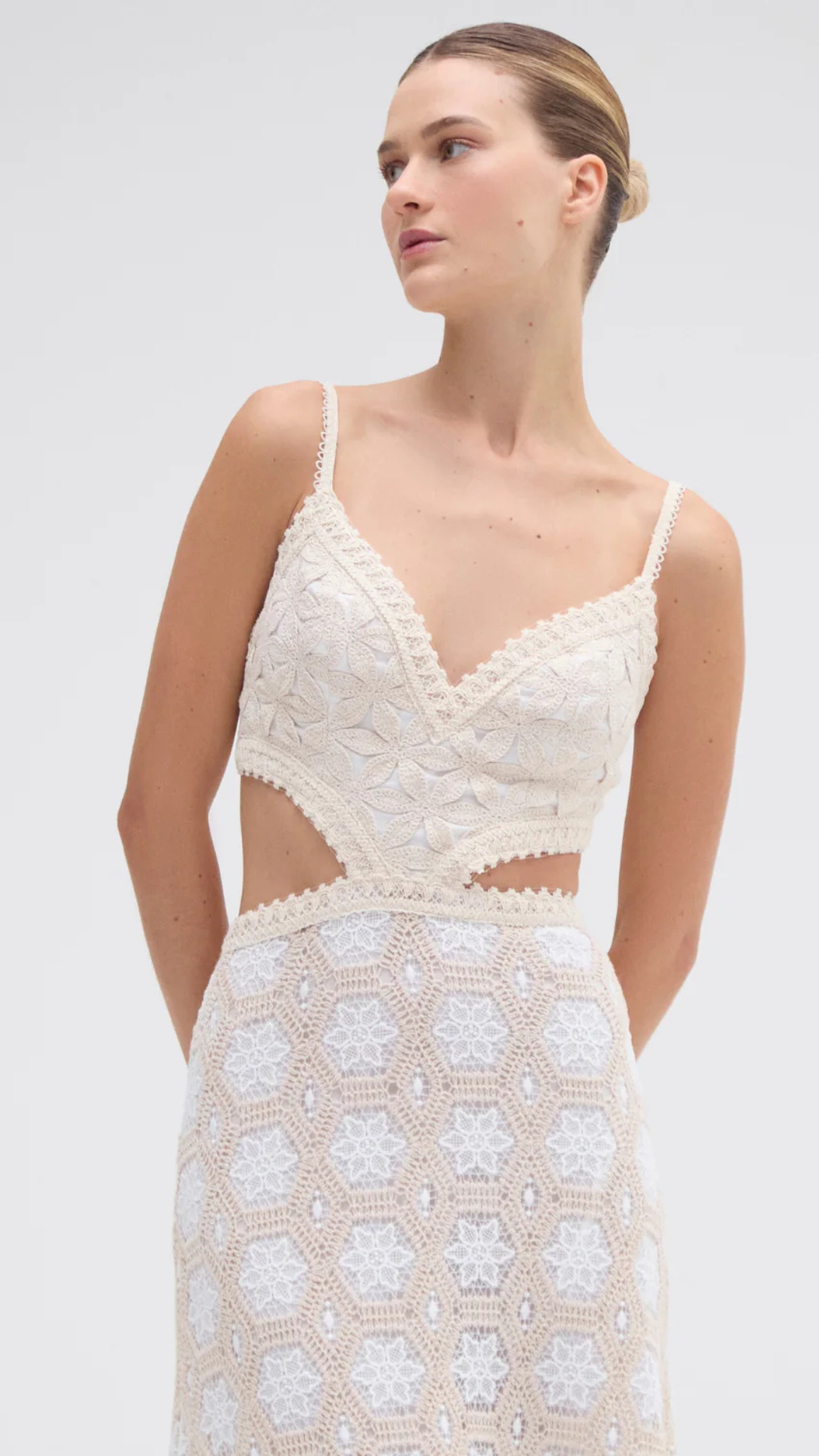 Natural Crochet Midi Dress