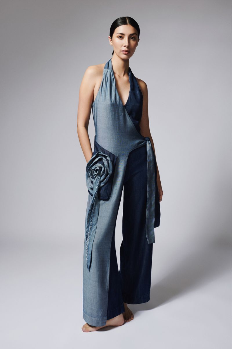 FLAP DENIM JUMPSUIT
