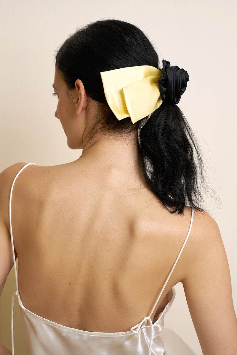 TUSCAN ROSE BOW SILK HAIR CLIPS