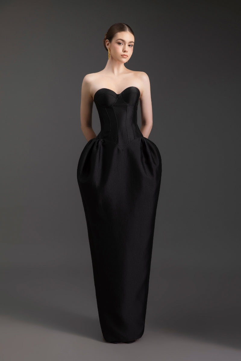 SCULPTED STRAPLESS GOWN