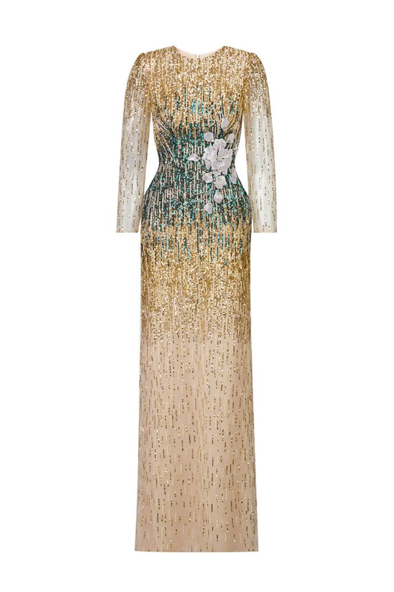 OMBRE CRYSTAL 3D FLOWER DRESS