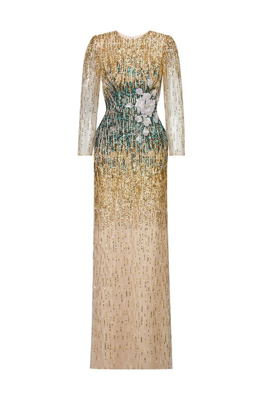 OMBRE CRYSTAL 3D FLOWER DRESS