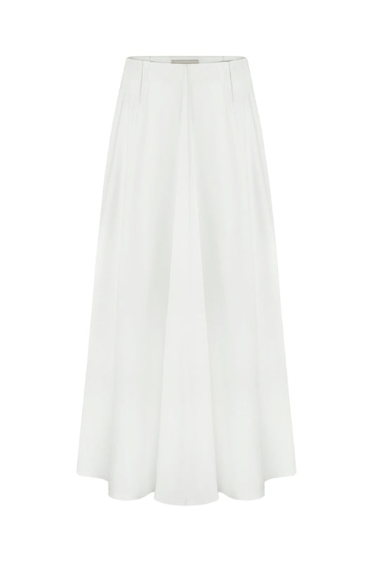 WHITE COTTON MIDI SKIRT