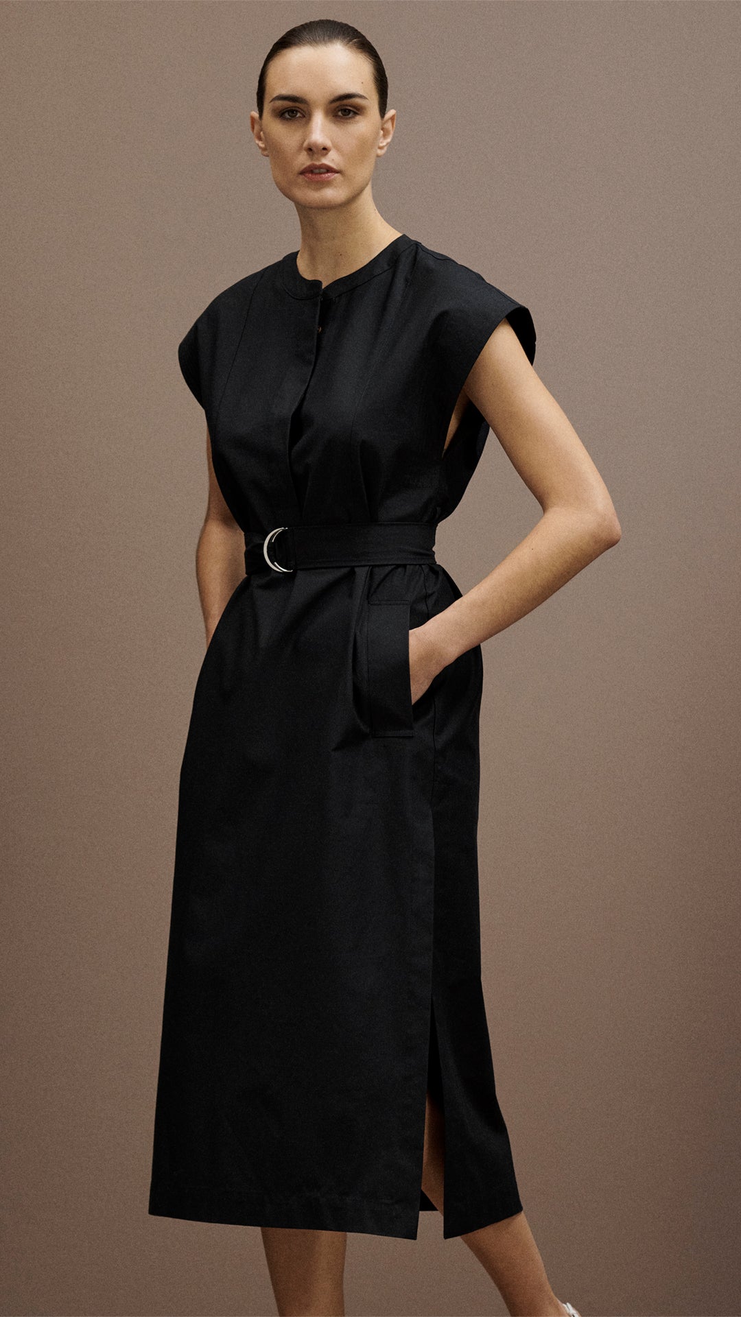 Bib Dress in Cotton Twill | Black