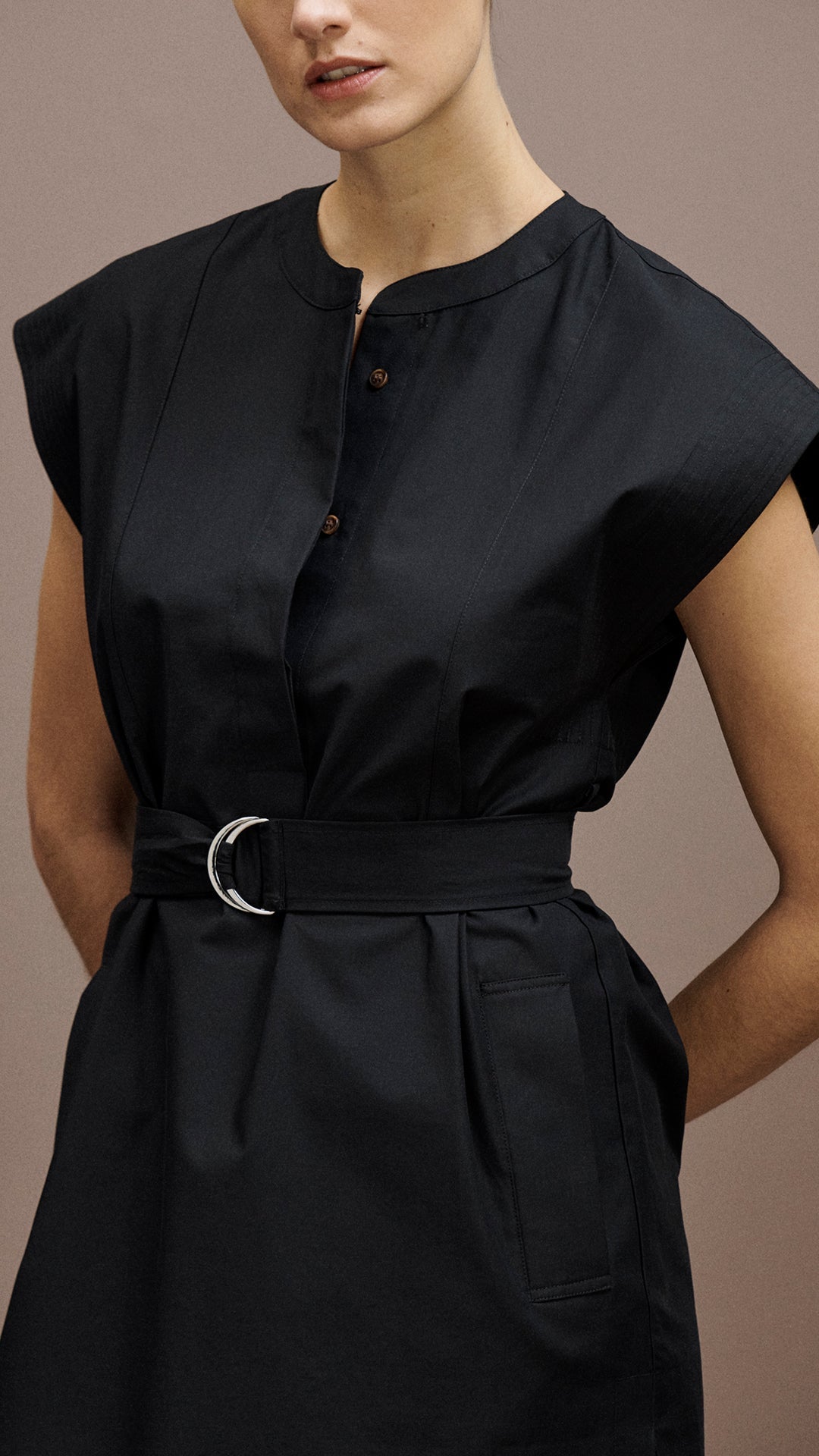 Bib Dress in Cotton Twill | Black