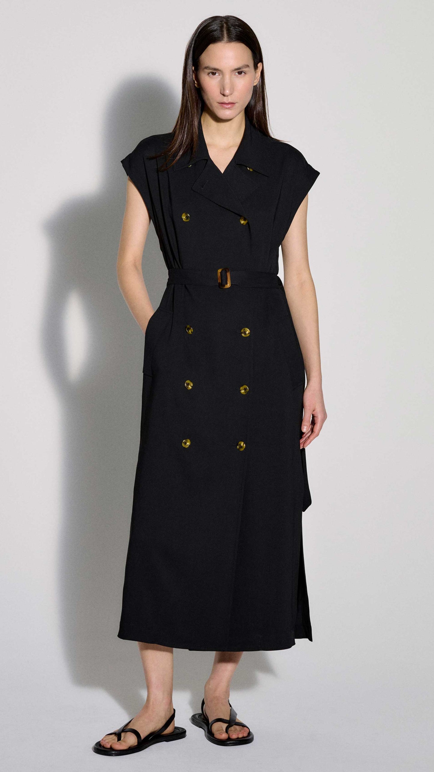 Trench Dress in Stretch Crepe | Black