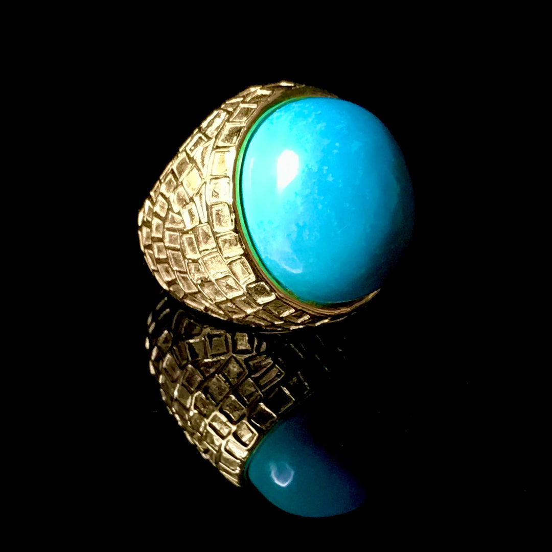 Tay Amazonite Set Chiselled Ring