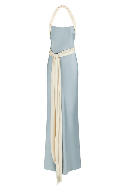 ANGELINE MAXI DRESS IN DUSTY BLUE