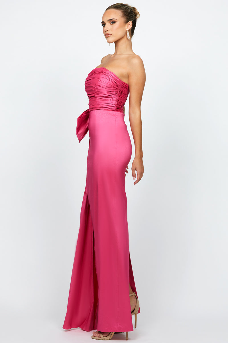 GABRIELLE STRAPLESS COLUMN GOWN IN PINK FONDANT