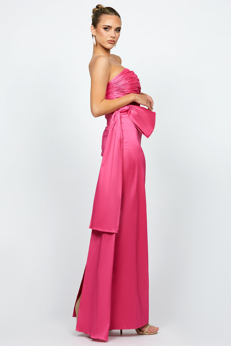 GABRIELLE STRAPLESS COLUMN GOWN IN PINK FONDANT